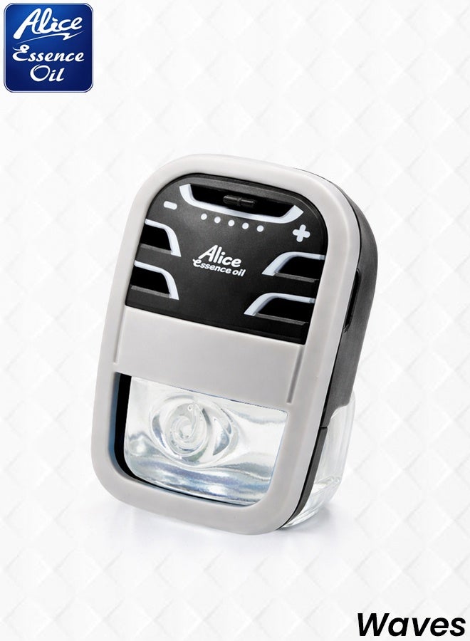 أليس معطر جو للسيارة من أليس إيسنس أويل ويفز - رائحة زهور منعشة ومتألقة تدوم طويلاً، مزيل للروائح الكريهة مع تحكم في مستوى العطر بخمسة مستويات، منخفض السمية ومناسب لجميع فتحات مكيف الهواء - موزع زيت عطري فاخر للسيارة. - Image 1